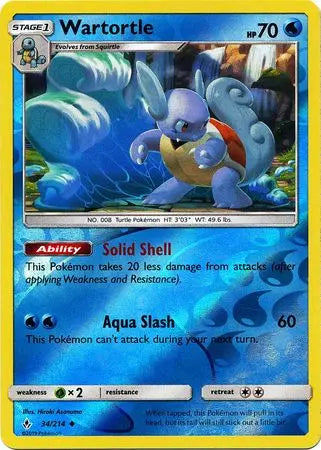 Wartortle 034/214 Reverse Holo - Sun & Moon Unbroken Bonds