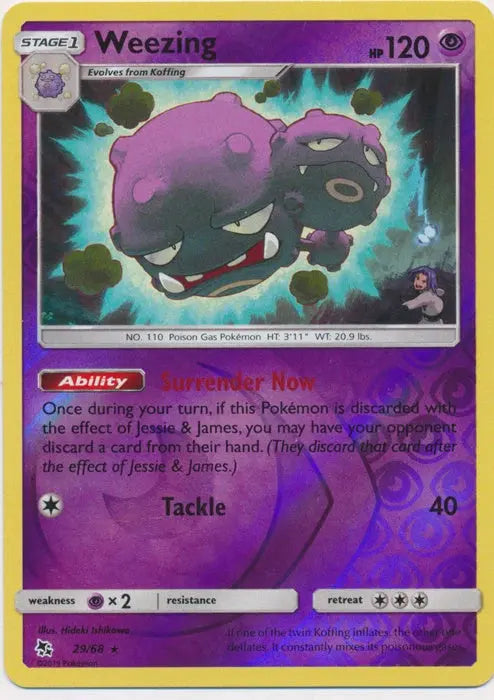 Weezing 029/68 - Reverse Holofoil Hidden Fates - Rare Hidden Fates Pokemon Single  Squirtle Squad Card Shop.