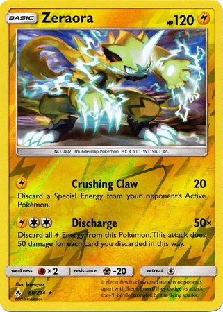 Zeraora 060/214  - Reverse Holofoil SM  Unbroken Bonds - Rare SM - Unbroken Bonds Pokemon Single  Squirtle Squad Card Shop.