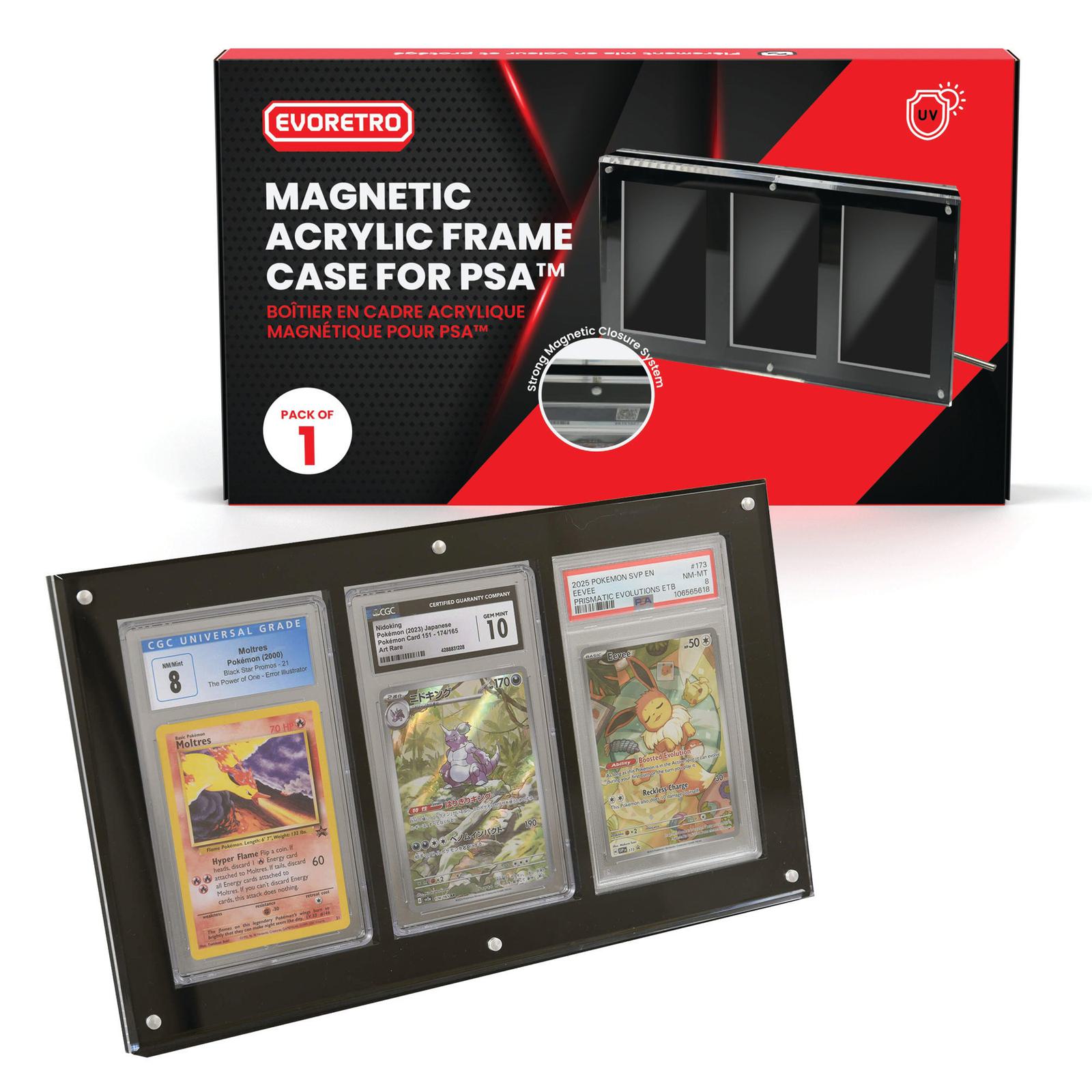 EVORETRO Acrylic Frame for PSA - 3 Slots EVORETRO Canada Card Protectors  Squirtle Squad Card Shop.