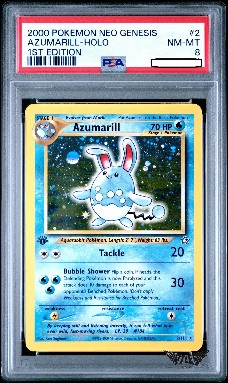 Pokémon TCG – Azumarill 2/111 Holo – Neo Genesis 1st Edition – PSA 8 Near Mint-Mint