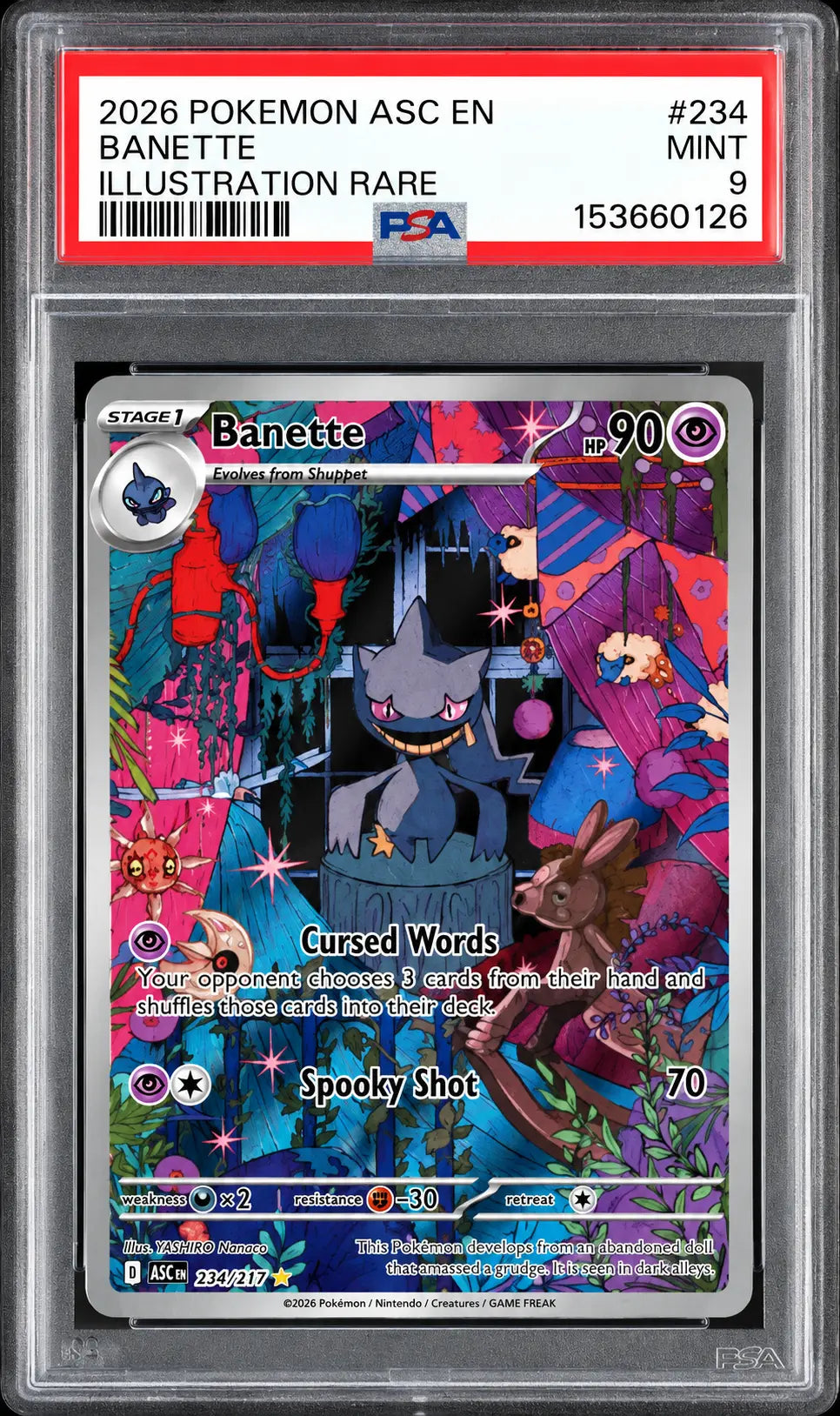 2026 Pokémon Banette 234/217 Illustration Rare PSA 9 cert 153660126
