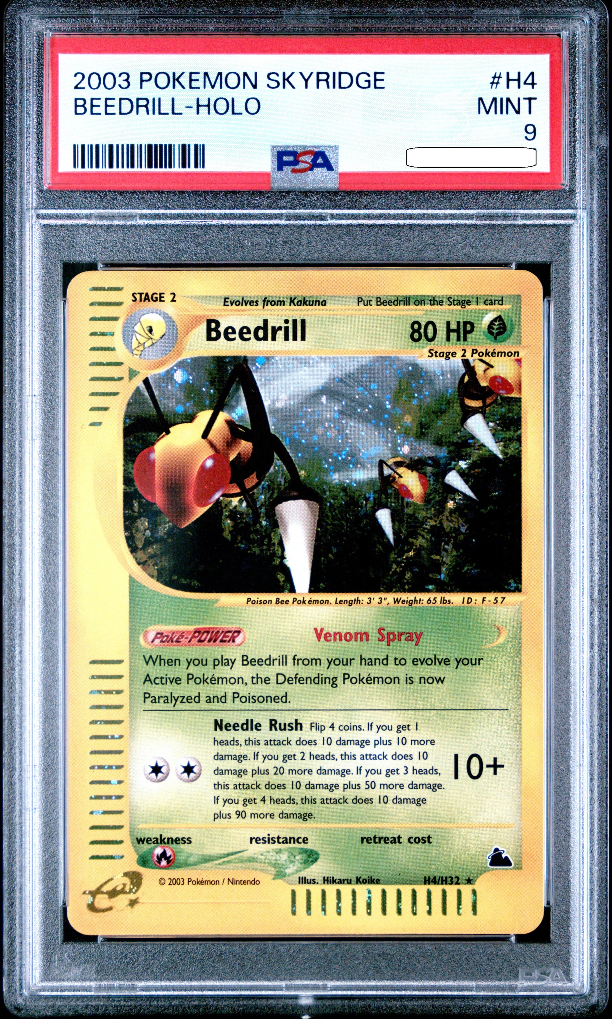 Pokémon TCG Beedrill H4 H32 Holo Rare PSA 9 MINT Skyridge e-Reader Graded Pokémon Card Vintage Collectible Generation I Card