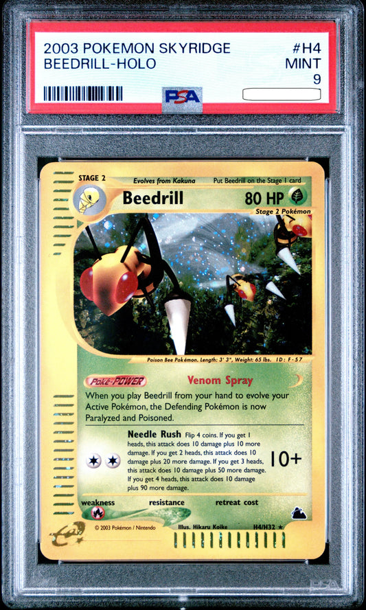 Pokémon TCG Beedrill H4 H32 Holo Rare PSA 9 MINT Skyridge e-Reader Graded Pokémon Card Vintage Collectible Generation I Card