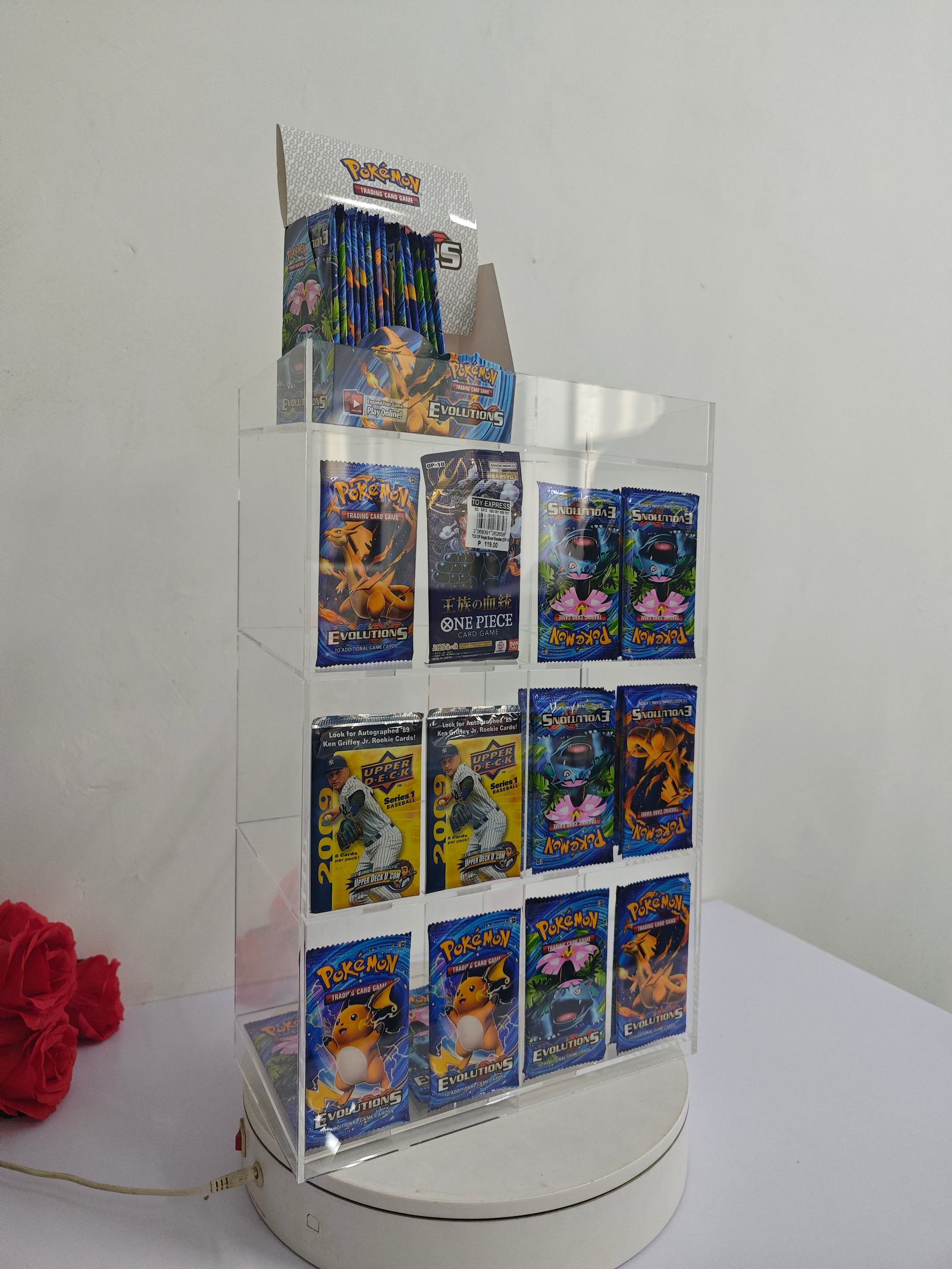 EVORETRO Acrylic Display Stand for Booster  DispenserPacks – Retail Counter Unit with Top Shelf EVORETRO Canada Card Protectors  Squirtle Squad Card Shop.