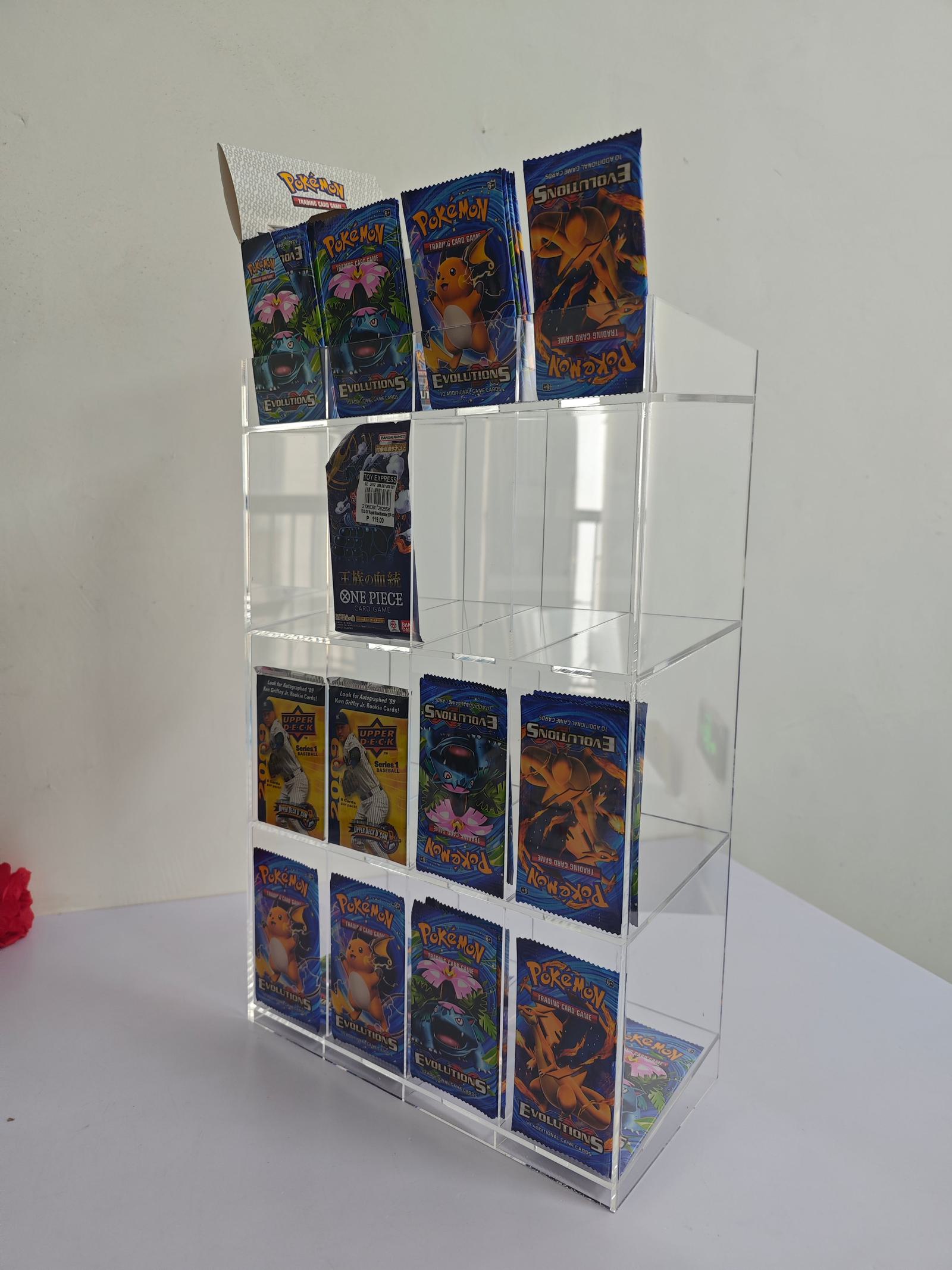 EVORETRO Acrylic Display Stand for Booster  DispenserPacks – Retail Counter Unit with Top Shelf EVORETRO Canada Card Protectors  Squirtle Squad Card Shop.
