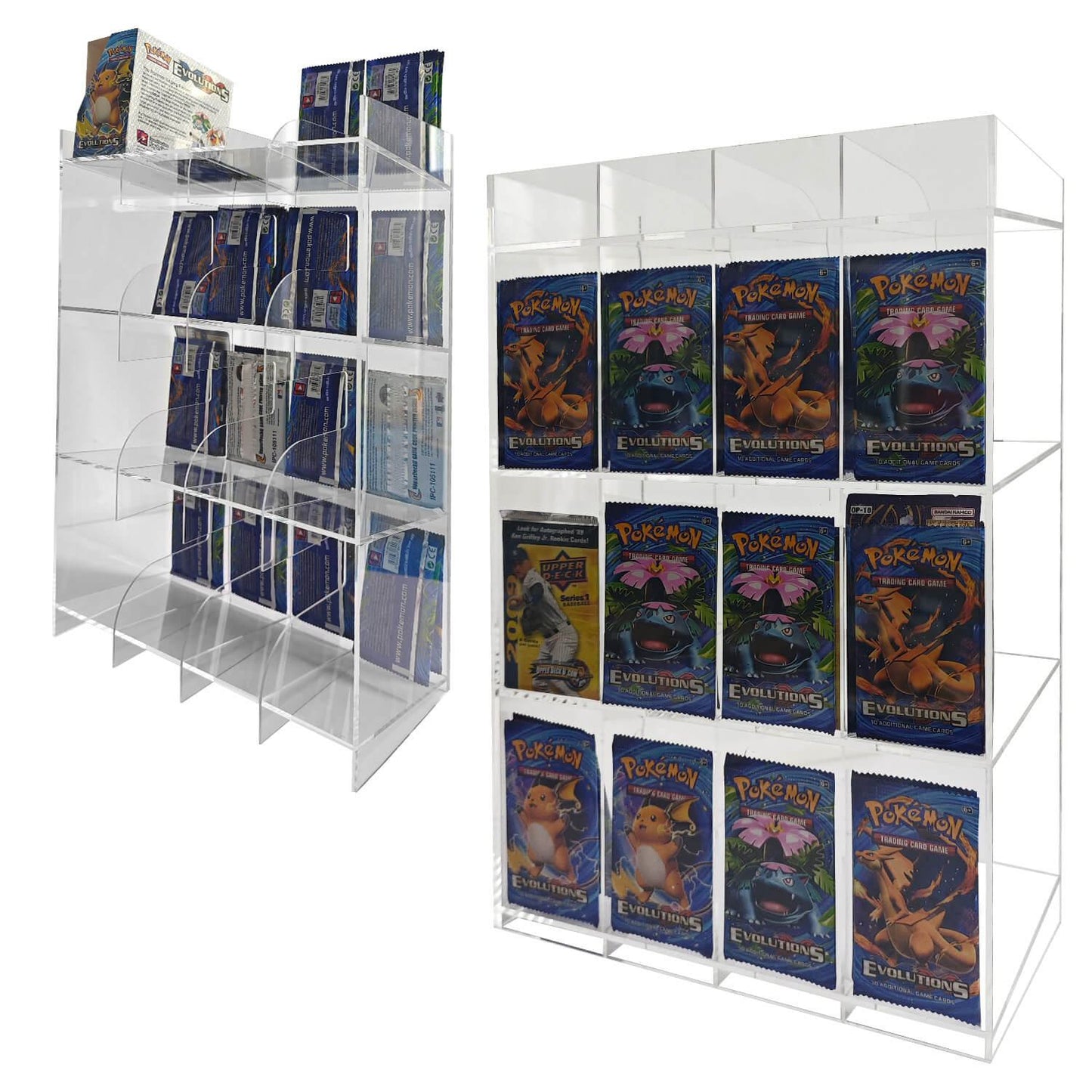 EVORETRO Acrylic Display Stand for Booster  DispenserPacks – Retail Counter Unit with Top Shelf EVORETRO Canada Card Protectors  Squirtle Squad Card Shop.
