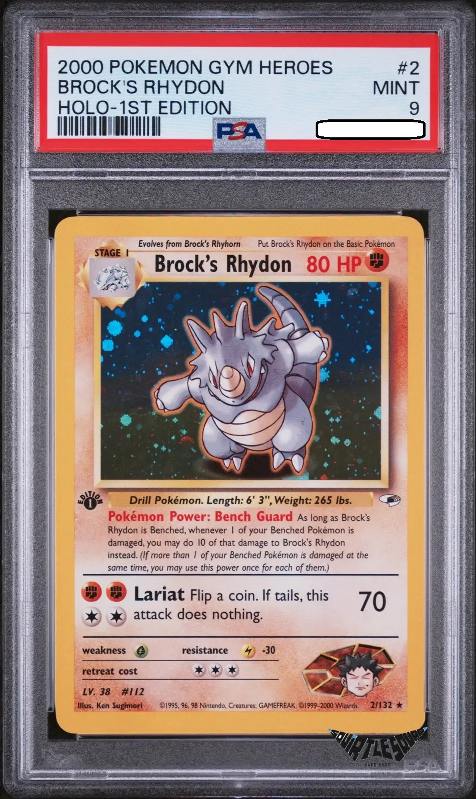 Pokémon TCG – Brock's Rhydon 2/132 – Gym Heroes 1st Edition – Holo – PSA 9