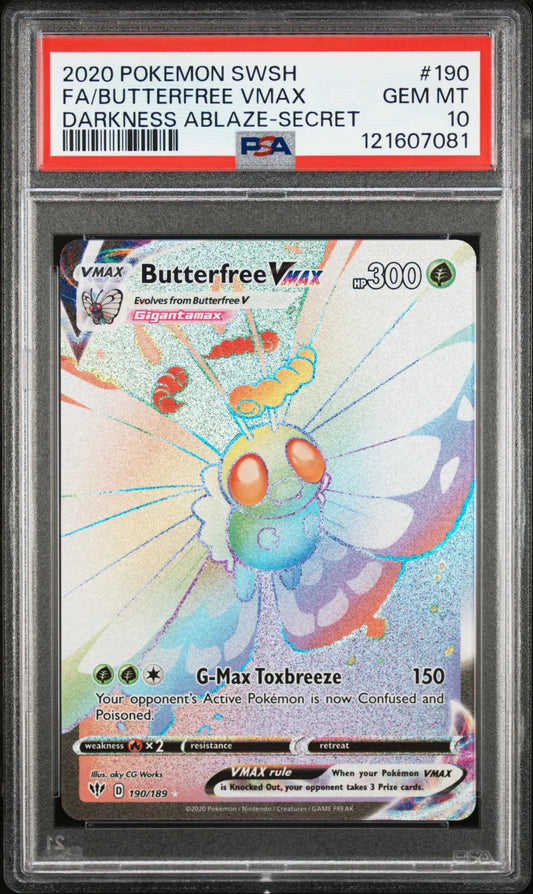 Butterfree VMAX 190/189 Darkness Ablaze Secret Rare PSA 10 cert 121607081