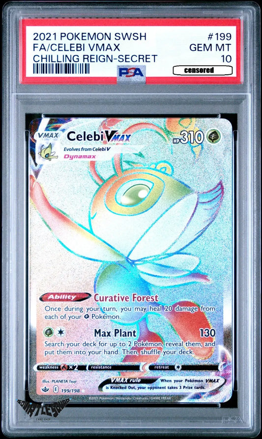 Pokémon TCG – Celebi V 199/198 – Chilling Reign Alternate Art – PSA 10 Gem Mint Squirtle Squad Card Shop.   Squirtle Squad Card Shop.