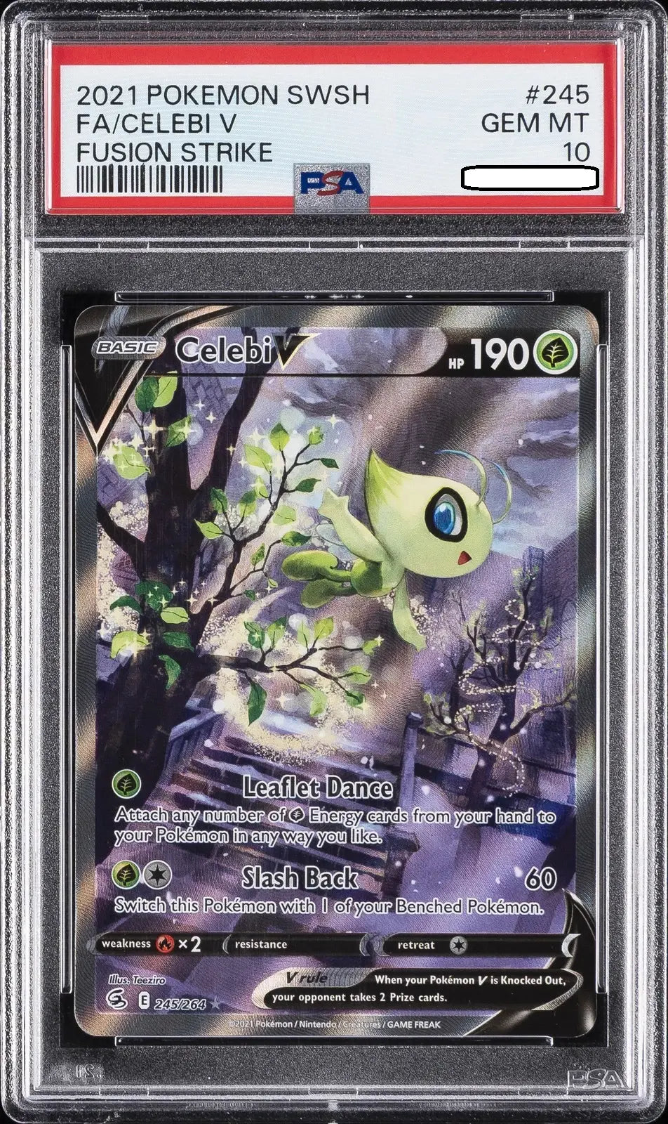 Pokémon TCG – Celebi V 245/264 Full Art – Fusion Strike – PSA 10 Gem Mint