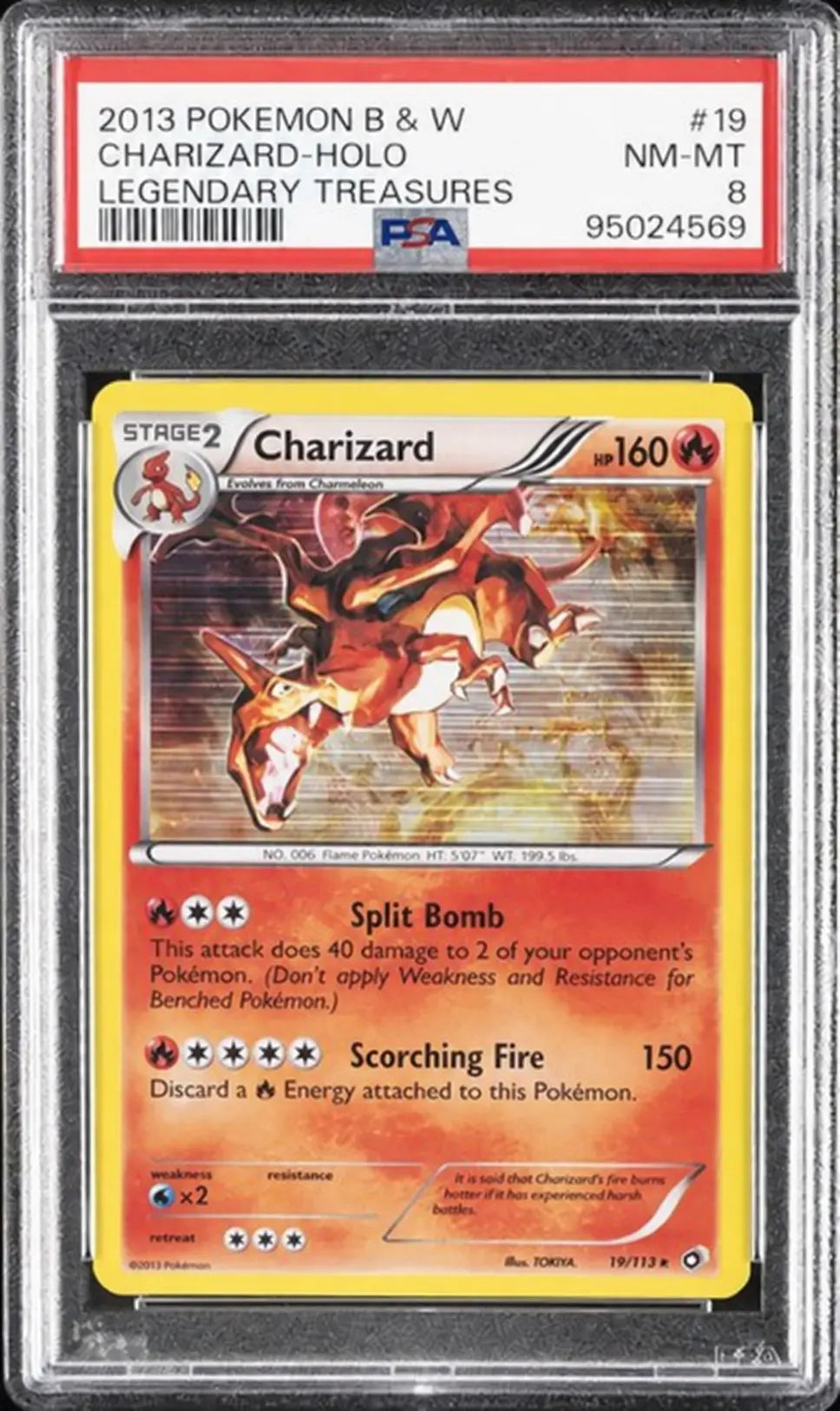 Charizard 19/113 Legendary Treasures PSA 8 cert 95024569