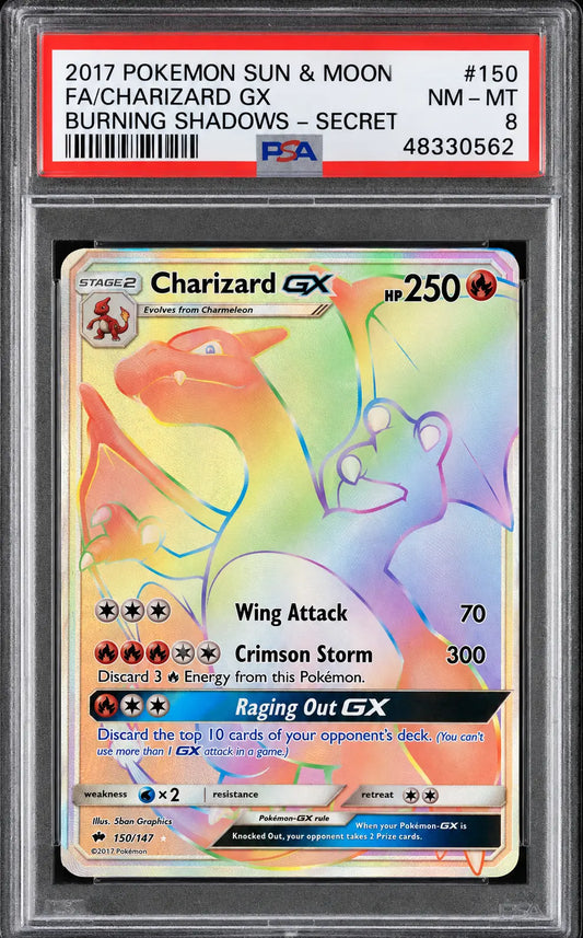 Charizard GX 150/147 Burning Shadows PSA 8 cert 48330562