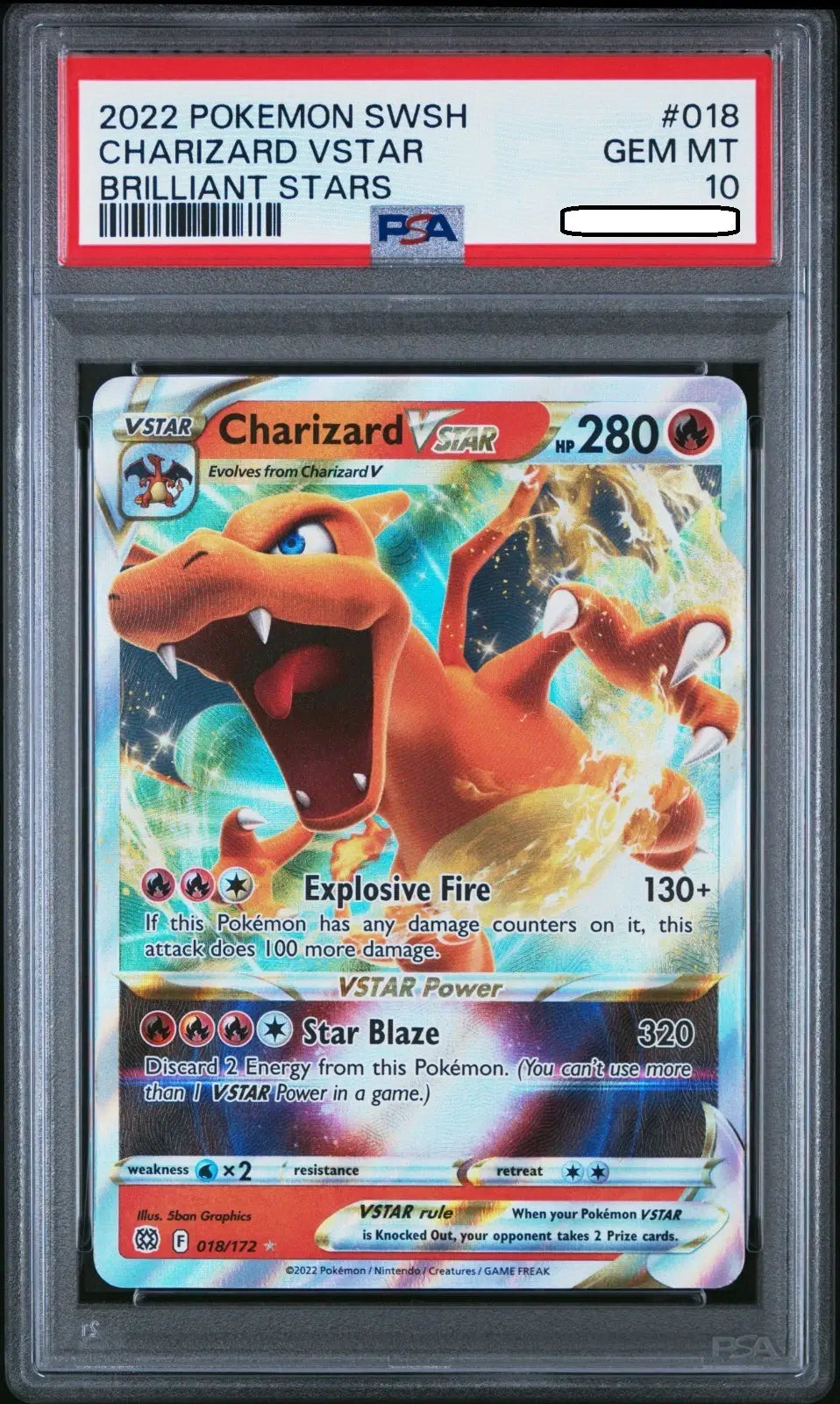 Pokémon TCG – Charizard VSTAR 018/172 Holo Rare – Brilliant Stars – PSA 10 Gem Mint