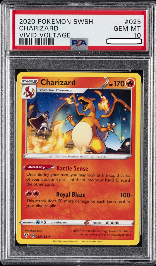 Pokémon TCG – Charizard Vivid Voltage #025/185 – PSA 10 Gem Mint Squirtle Squad Card Shop.   Squirtle Squad Card Shop.