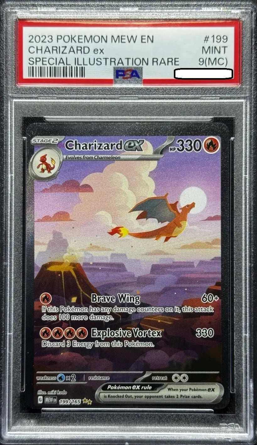 Pokémon TCG – Charizard ex 199/165 Special Illustration Rare – Pokémon 151 – PSA 9 (MC) Miscut