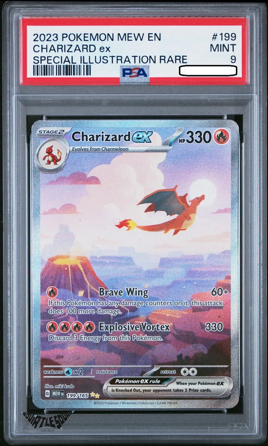 Pokémon TCG – Charizard ex 199/165 – Scarlet & Violet 151 Special Illustration Rare – PSA 9 Mint – 2023 Squirtle Squad Card Shop.