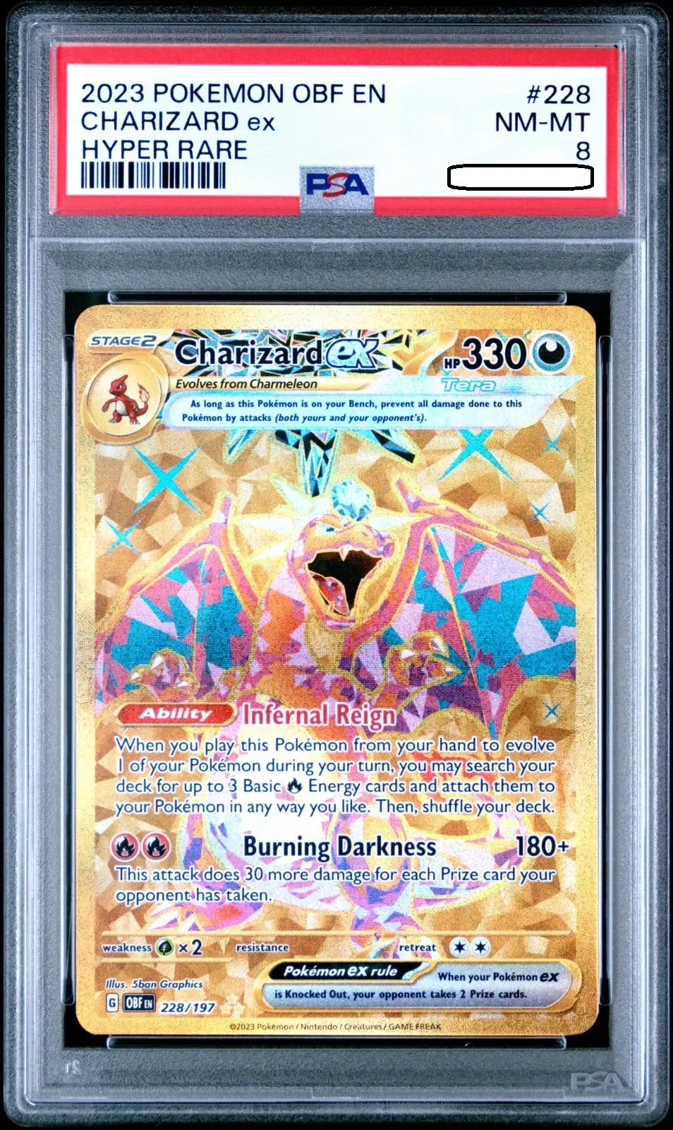 Pokémon TCG – Charizard ex 228/197 Special Illustration Rare – Obsidian Flames – PSA 8 Near Mint-Mint
