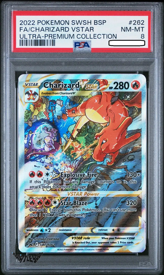 Pokémon TCG – Charizard VSTAR SWSH262 – Black Star Promo Full Art – PSA 8 Near Mint-Mint – 2022 Squirtle Squad Card Shop.   Squirtle Squad Card Shop.