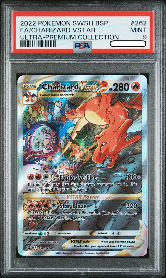 Pokémon TCG – Charizard VSTAR SWSH262 Ultra Premium Collection Promo – PSA 9 Mint Squirtle Squad Card Shop.   Squirtle Squad Card Shop.