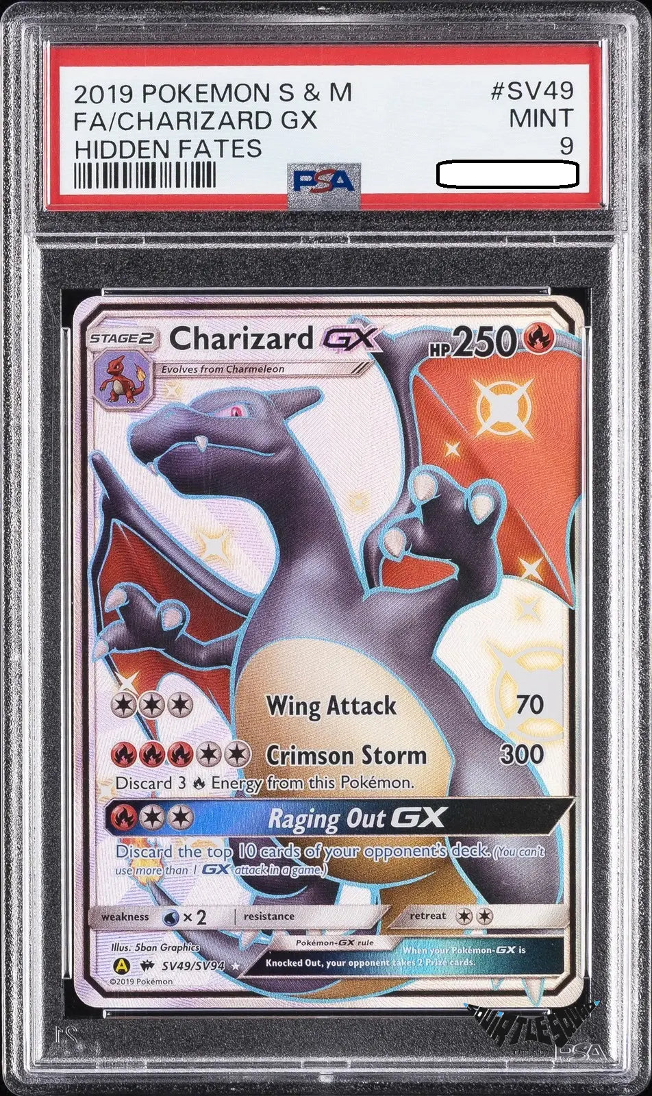 Pokémon TCG – Charizard GX SV49/SV94 Shiny Full Art – Hidden Fates – PSA 9 Mint