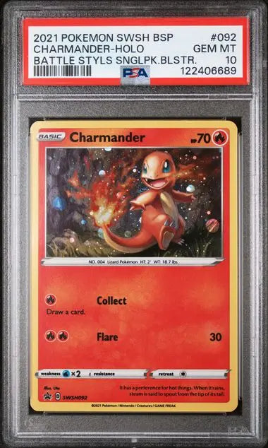 Charmander SWSH092 Battle Styles Single Pack Blister Promo PSA 10 cert 122406689