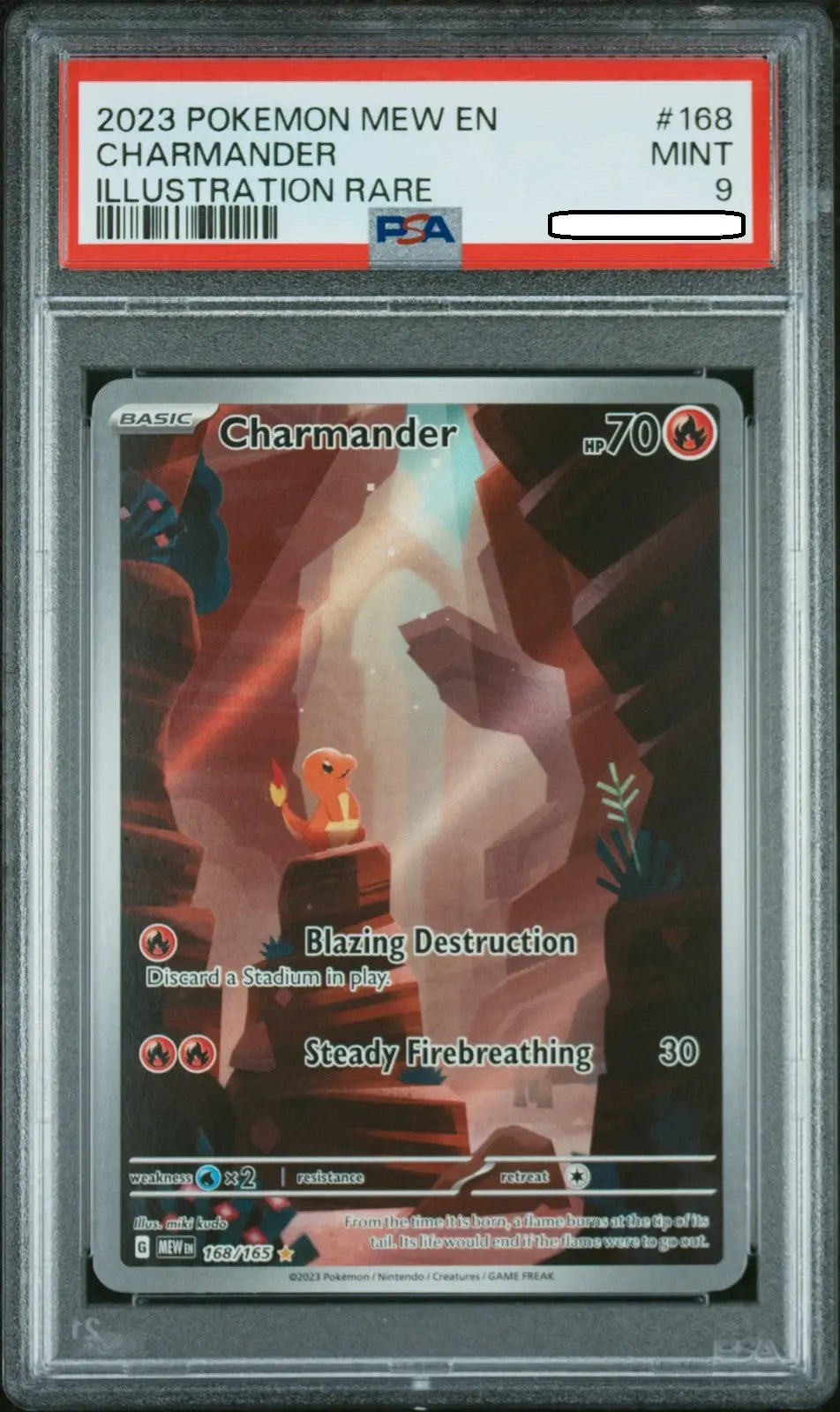 Pokémon TCG – Charmander 168/165 Illustration Rare – Pokémon 151 – PSA 9 Mint