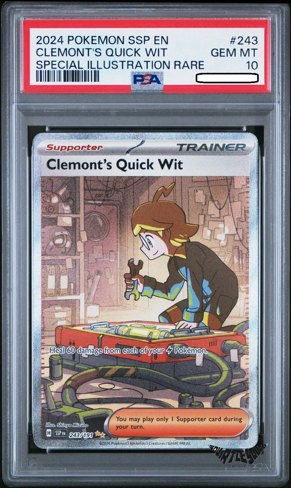 Pokémon TCG – Clemont’s Quick Wit 243/192 Full Art – Surging Sparks Secret Rare – PSA 10 Gem Mint