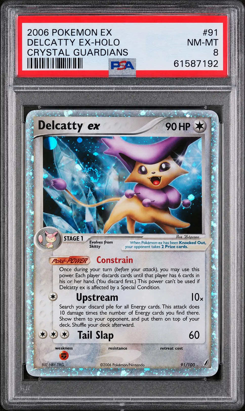 Delcatty ex 91/100 Crystal Guardians PSA 8 cert 61587192