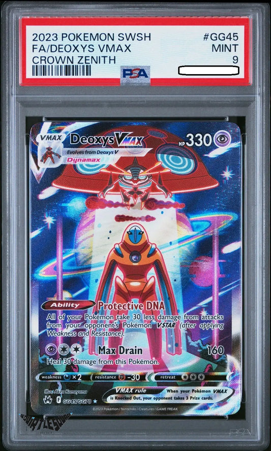 Pokémon TCG – Deoxys VMAX GG45/GG70 – Crown Zenith Galarian Gallery Full Art – PSA 9 Mint – 2023 Squirtle Squad Card Shop.   Squirtle Squad Card Shop.
