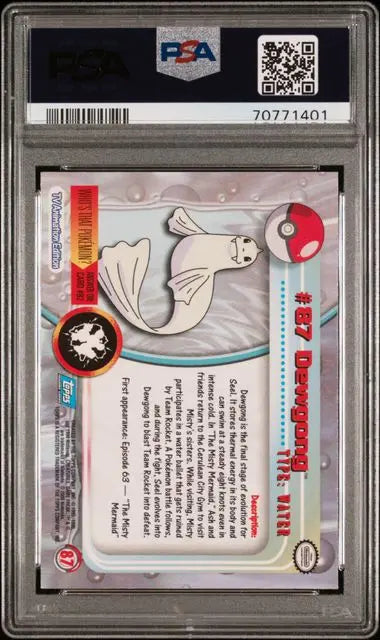 Pokémon TCG – Dewgong #87 Foil – Topps TV Animation Series 2 – PSA 9 Mint