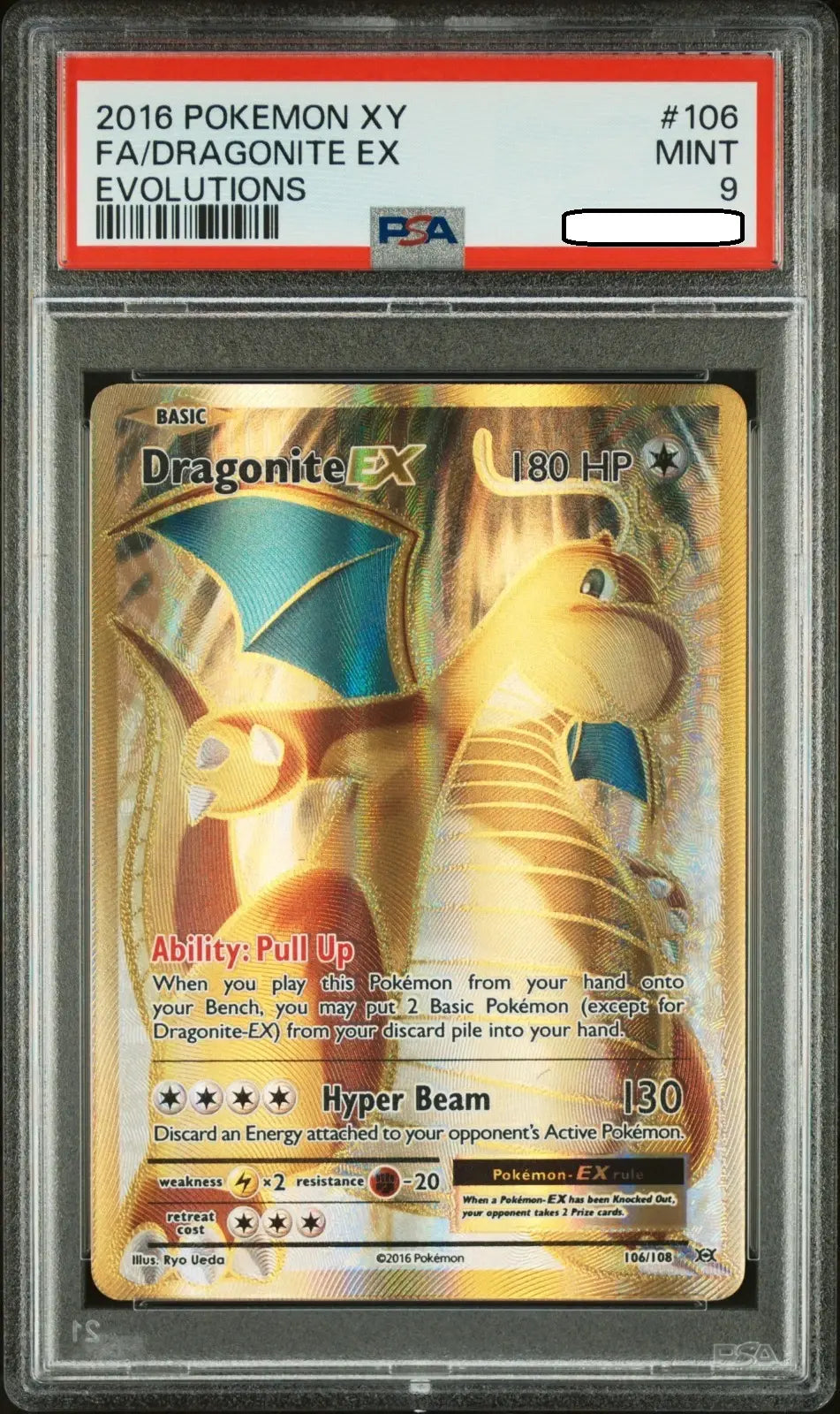 Pokémon TCG – Dragonite EX 106/108 Full Art – XY Evolutions – PSA 9 Mint