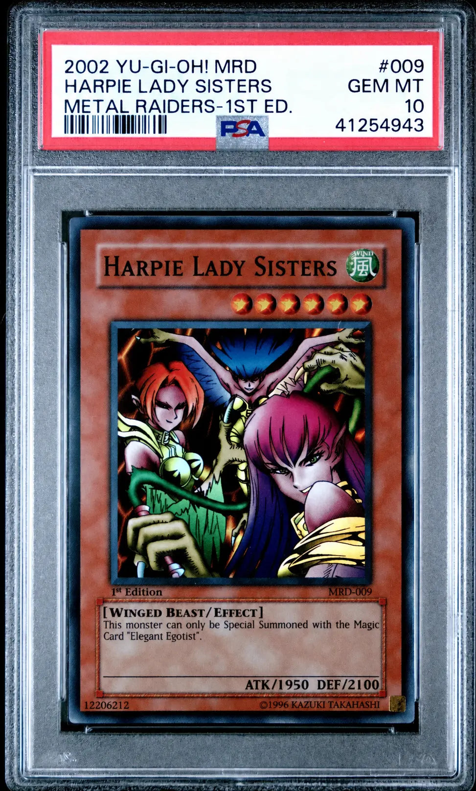 YU-GI-OH - Metal Raiders - 2003 Harpie Lady Sisters 1st Edition MRD-009 - PSA 10 - POP 153 Squirtle Squad Card Shop.   Squirtle Squad Card Shop.