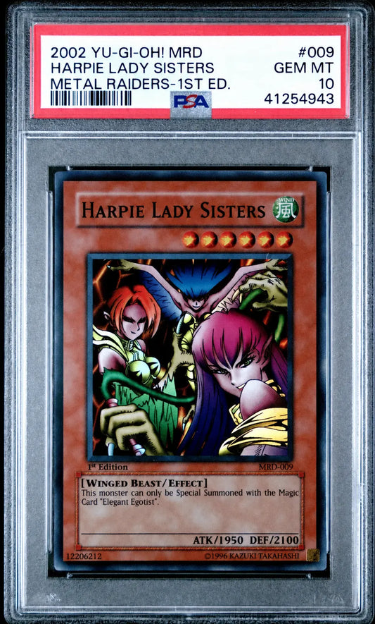YU-GI-OH - Metal Raiders - 2003 Harpie Lady Sisters 1st Edition MRD-009 - PSA 10 - POP 153 Squirtle Squad Card Shop.   Squirtle Squad Card Shop.