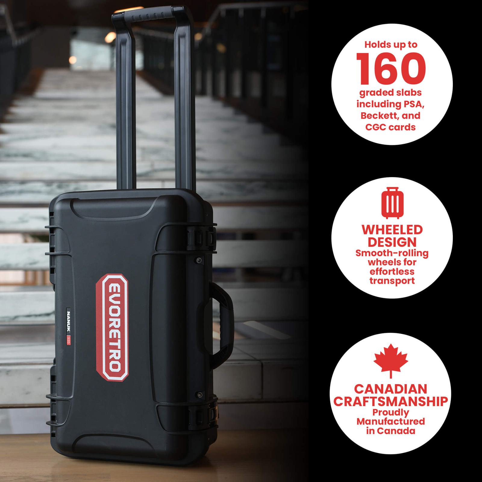 EVORETRO Waterproof Wheeled Card Case - Holds 160 Graded Slabs EVORETRO Canada Rigid Case  Squirtle Squad Card Shop.