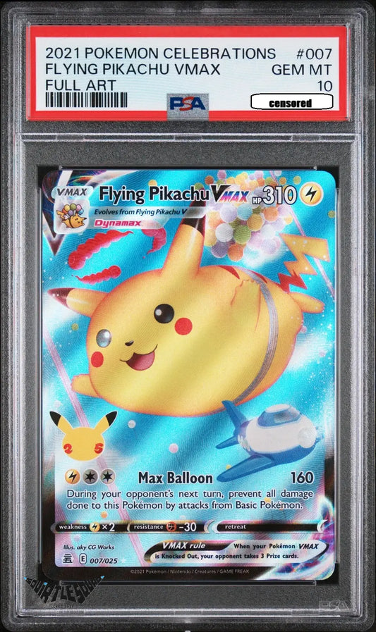 Pokémon TCG – Flying Pikachu VMAX 007/025 – Celebrations Full Art – PSA 10 Gem Mint – 2021 Squirtle Squad Card Shop.   Squirtle Squad Card Shop.