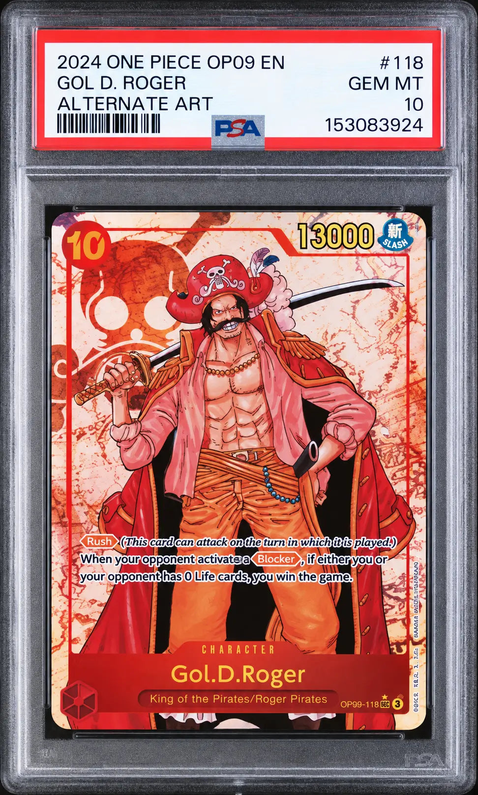 Gol D. Roger OP09-118 Alternate Art PSA 10 cert 153083924