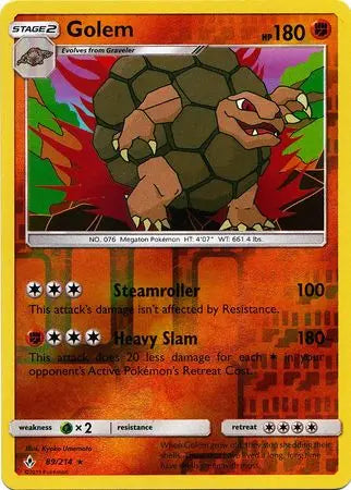 Golem 89/214 Unbroken Bonds Reverse Holo Pokémon card