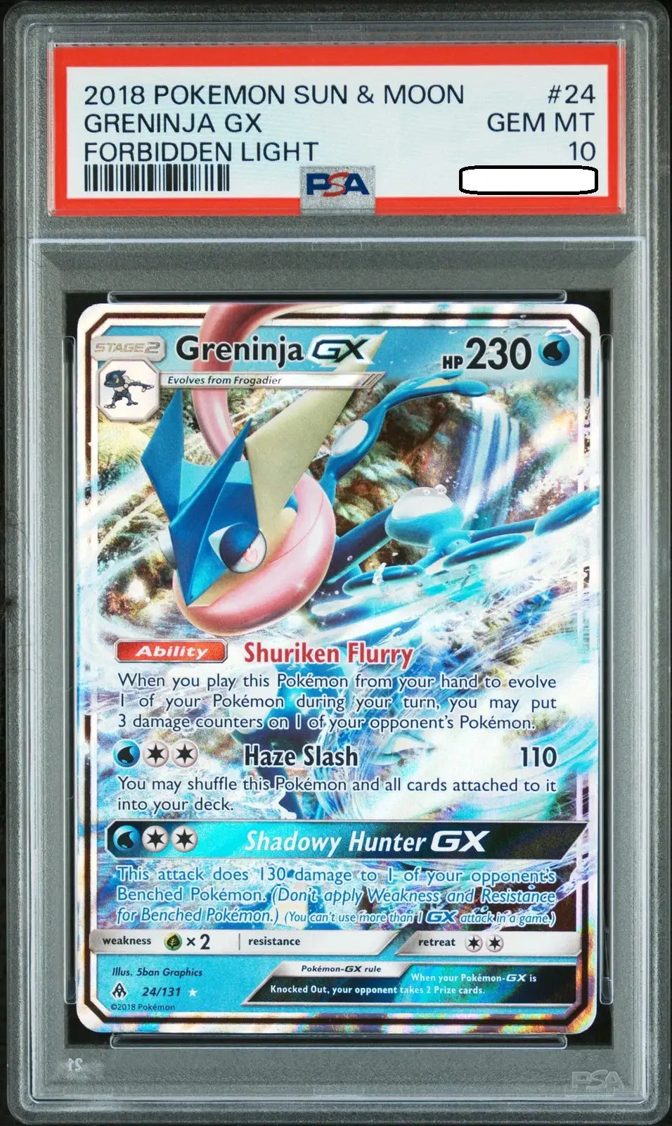 Pokémon TCG – Greninja GX 24/131 Holo – Forbidden Light – PSA 10 Gem Mint - Squirtle Squad Card Shop.