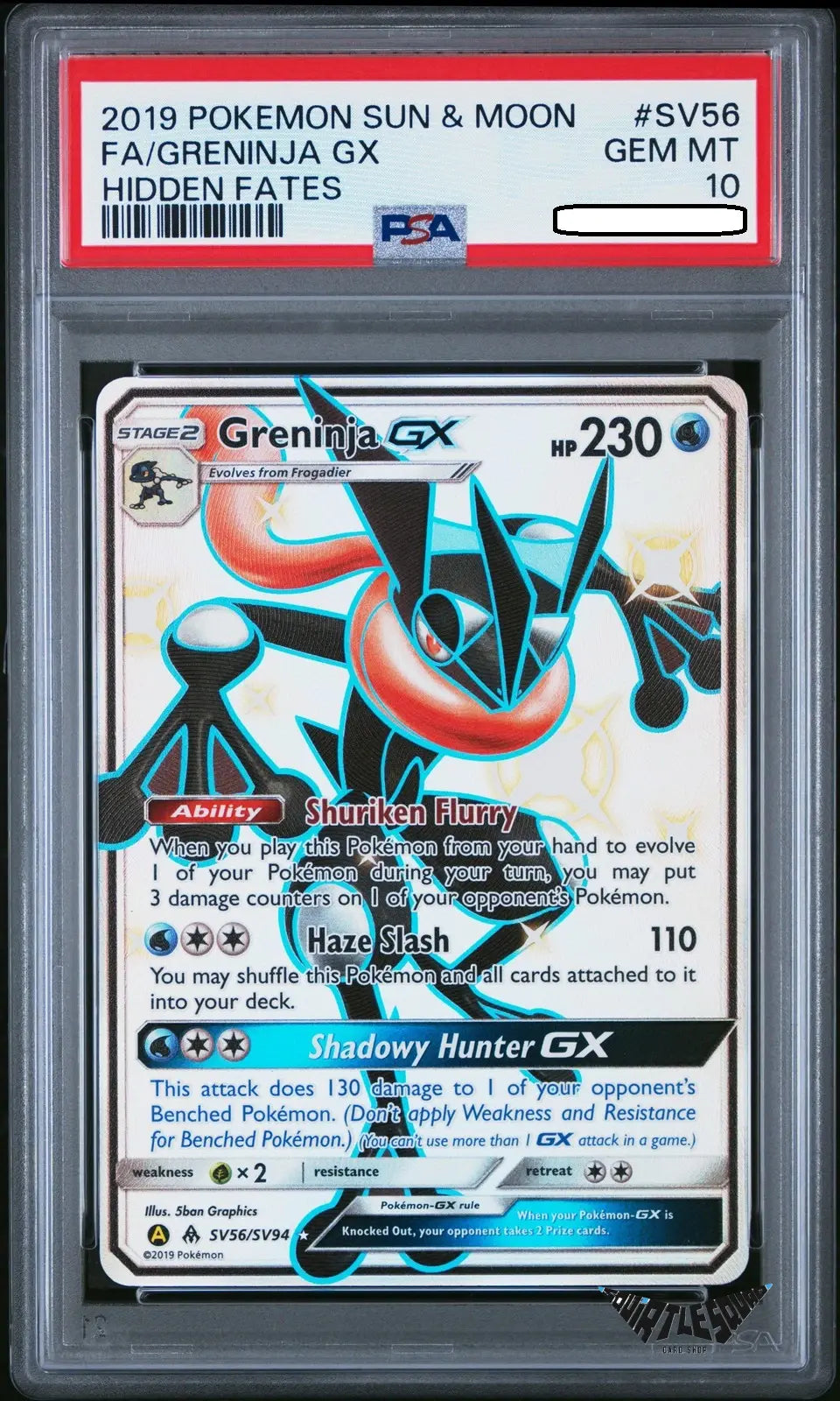 Pokémon TCG – Greninja GX SV56/SV94 Full Art Shiny – Hidden Fates – PSA 10 Gem Mint
