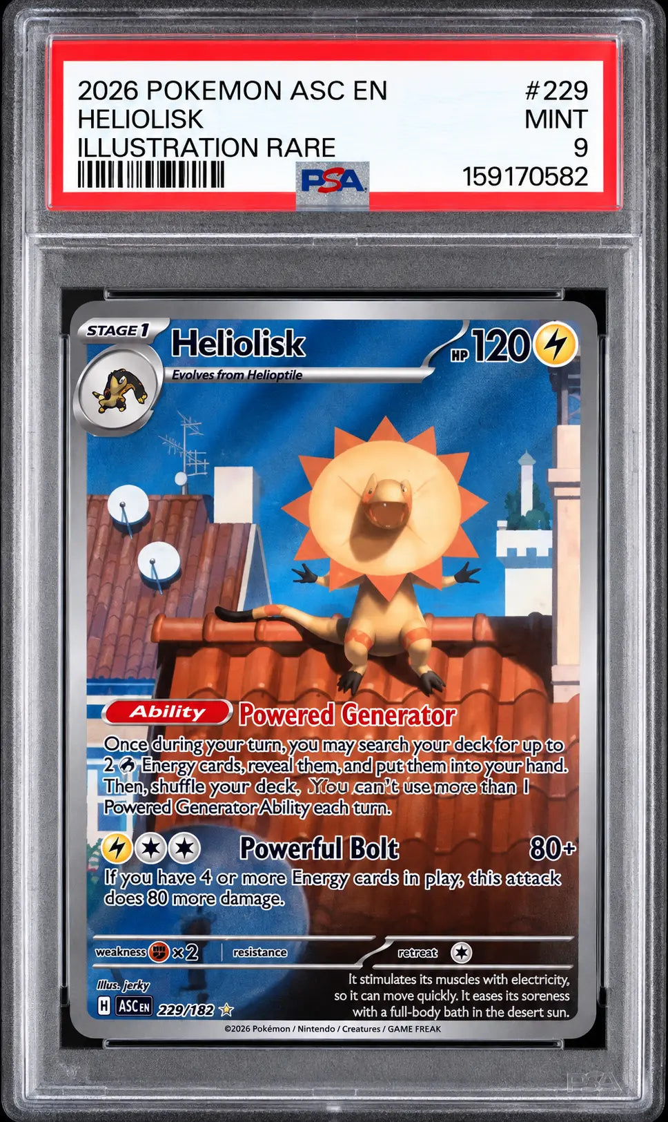 2026 Pokémon Heliolisk 229 Illustration Rare PSA 9 cert 159170582