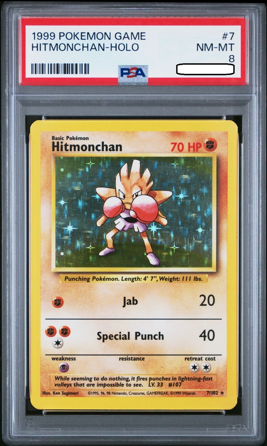 Pokémon TCG – Hitmonchan Holo 7/102 – Base Set – PSA 8 NM-MT Squirtle Squad Card Shop.   Squirtle Squad Card Shop.