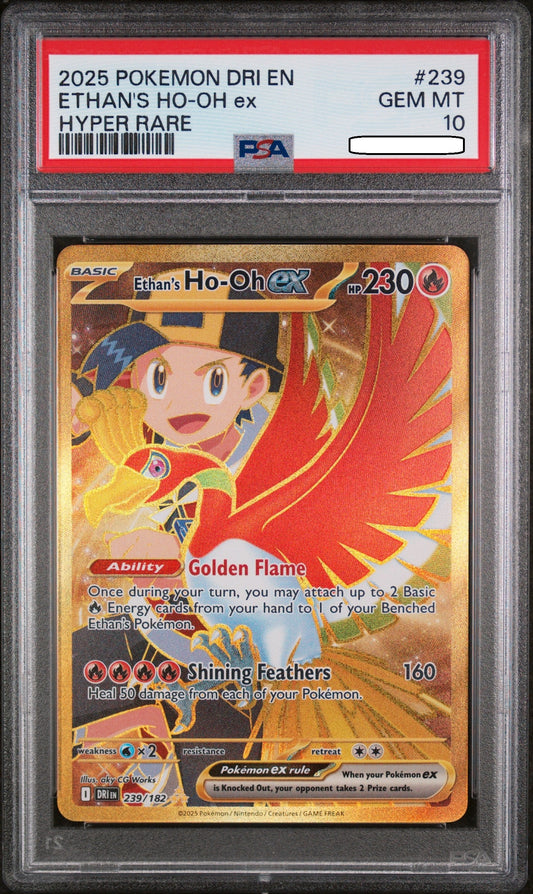 Pokémon TCG – Ethan’s Ho-Oh ex Hyper Rare 239/182 – PSA 10 Gem Mint – Destined Rivals Squirtle Squad Card Shop.   Squirtle Squad Card Shop.