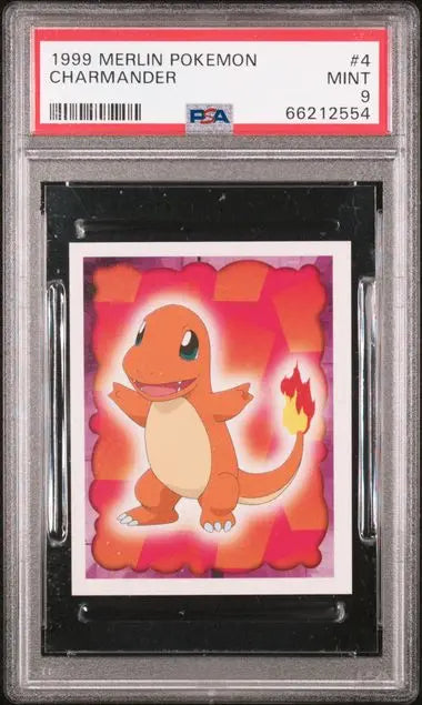 Pokémon TCG – Charmander Sticker 4 – Merlin 1999 – Sticker – PSA 9 Mint