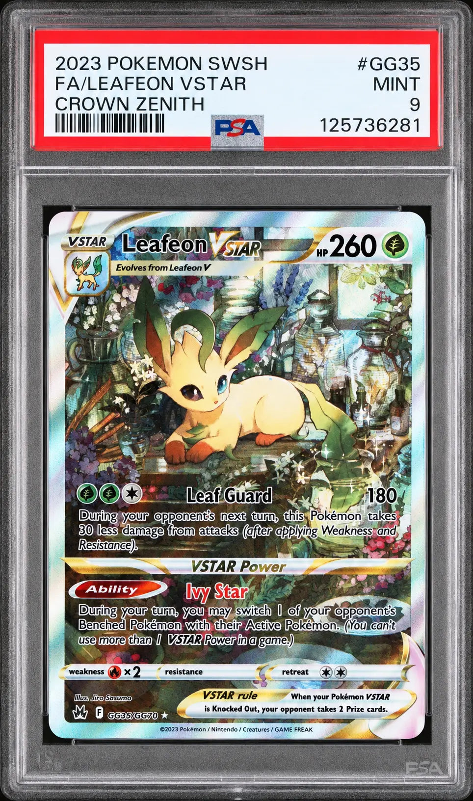 2023 Pokémon Leafeon VSTAR GG35/GG70 Crown Zenith PSA 9 cert 125736281