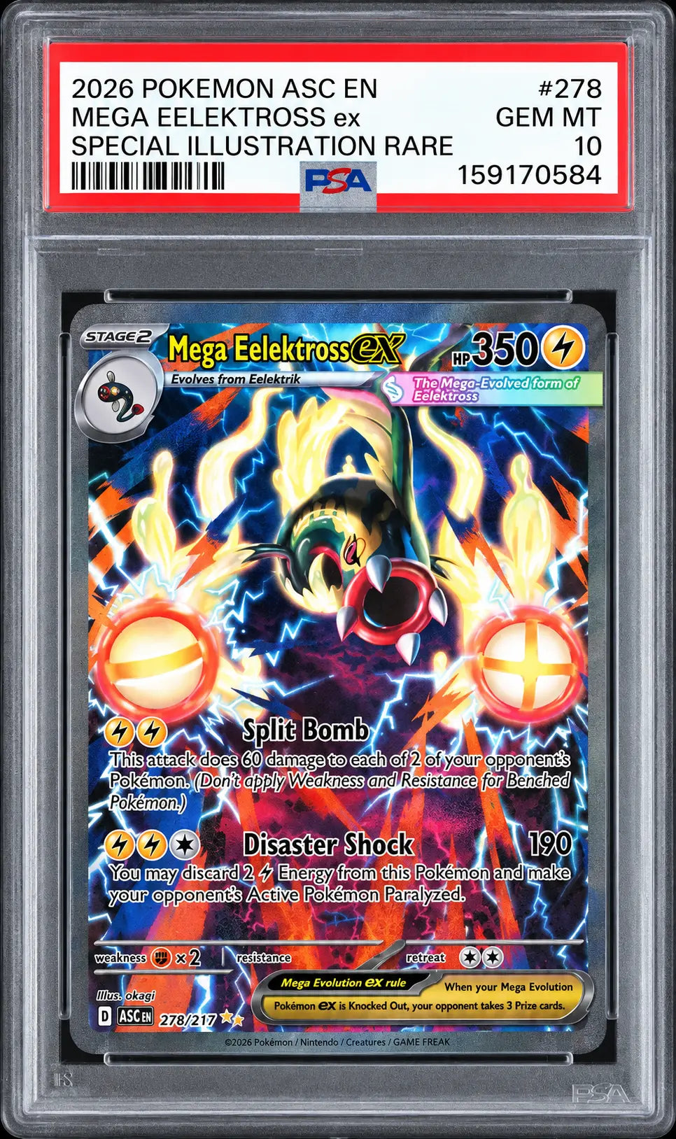 2026 Pokémon Mega Eelektross ex 278/217 Special Illustration Rare PSA 10 cert 159170584