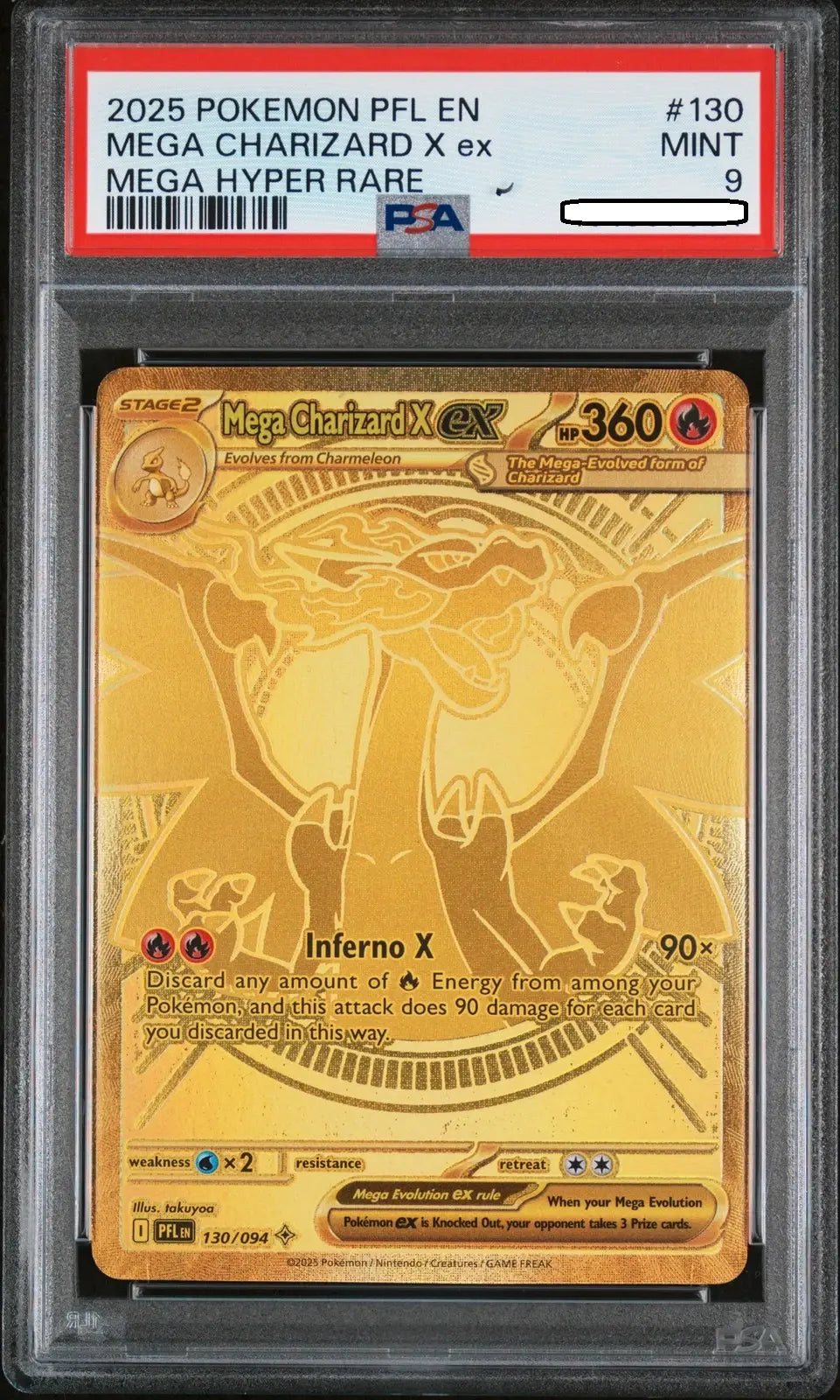 Pokémon TCG – Mega Charizard X ex 130 Hyper Rare – Pokémon Fates – PSA 9 Mint