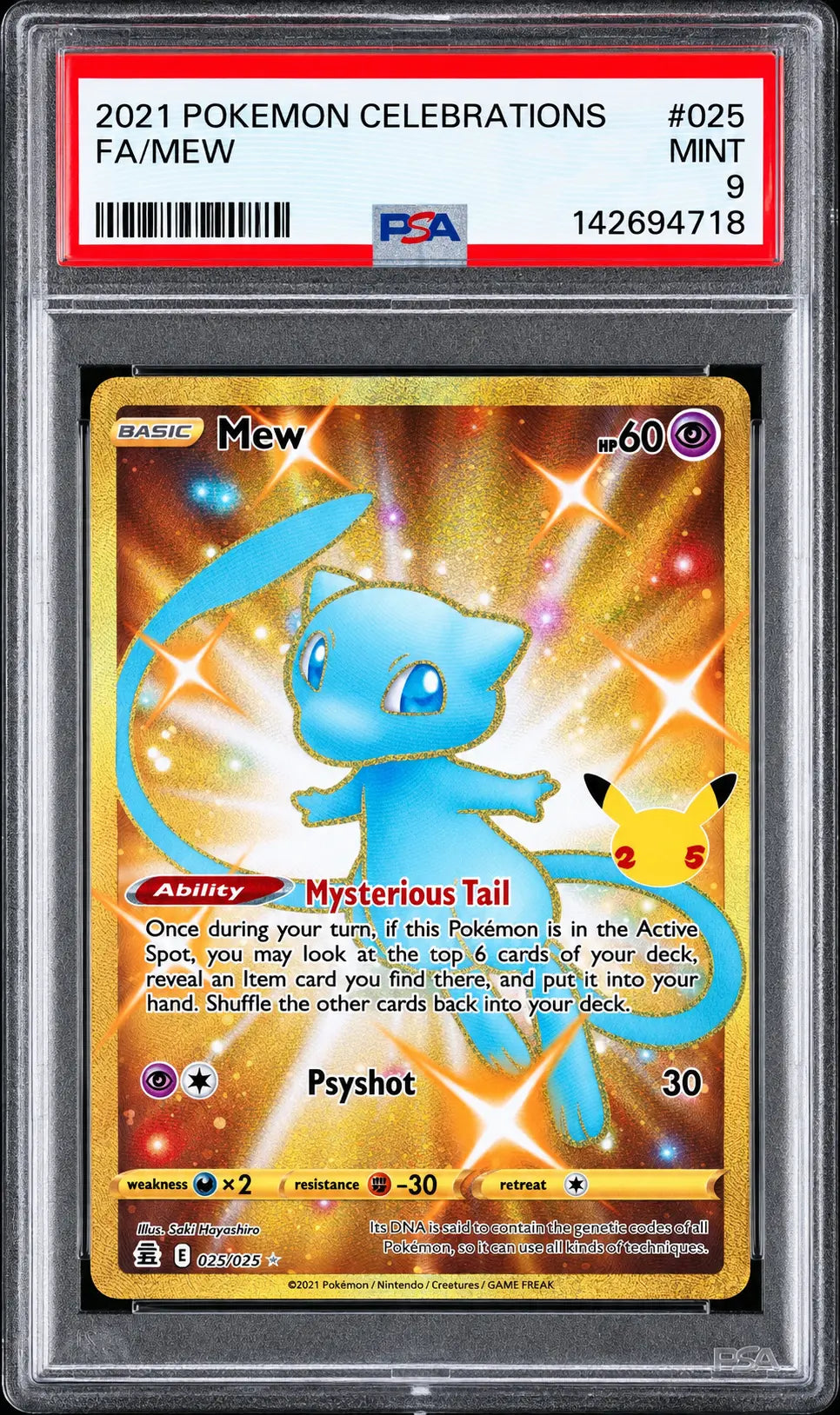 Mew 025/025 Celebrations PSA 9 cert 142694718