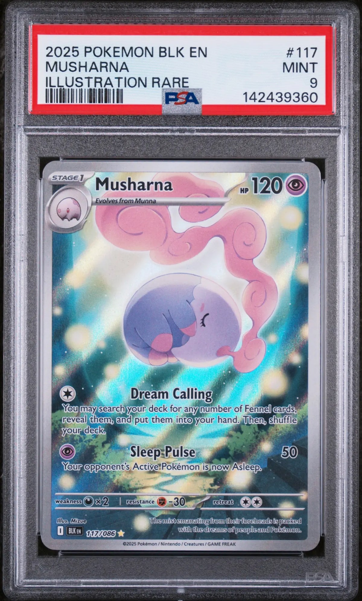 Musharna 117/086 Black Bolt Illustration Rare PSA 9 cert 142439360