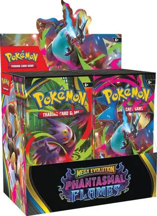 Factory sealed Pokémon TCG Phantasmal Flames Japanese Booster Box featuring premium Scarlet & Violet cards, Illustration Rares, Pokémon ex cards, and collectible sealed packaging.